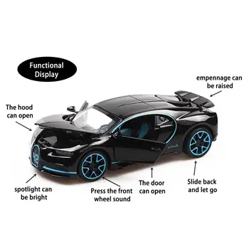1:32 Simulacije Bugatti Chiron Zbirka Model Zlitine Avtomobilov Igrača Diecast Kovinski Avto Igrače Za Odrasle, Otroke S Svetlobo, Zvokom