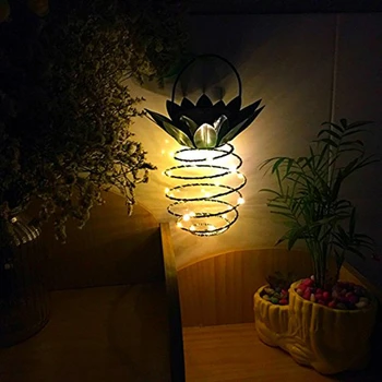 1-4Pcs LED Sončne Prostem Vrt Nepremočljiva Ananas Obliko svetlobo na Prostem Stenska Svetilka Pravljice Nočne Luči Železne Žice Umetnosti Doma Dekor