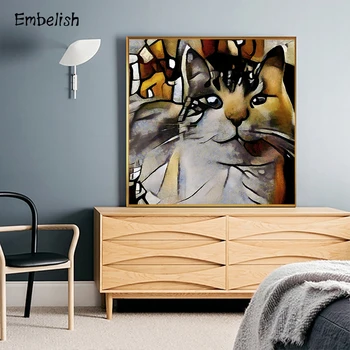 1 Kos Obraz Mačka Pisane Živali Wall Art Slik, Dnevna Soba HD Tiskanja Platno Oljna slika, Doma Dekor Velik Plakat