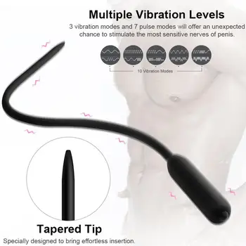 10 Načini Sečnice Dilator Vibracije Nemoteno Sperme Zamašek Spodbujanje Sečnice Massager z vibriranjem Masturbator za Moške