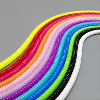 100 kozarcev/veliko Barva TPU spirala Polnilnik USB kabel kabel zaščitnik ovijte kabel navijalec za polnjenje organizator kablov, Dolžina 50 cm