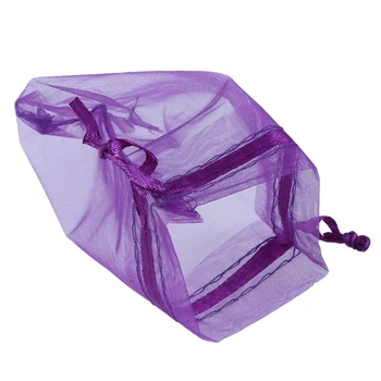 100 Temno Vijolična Organza Poroko Korist Candy Bag Nakit Organzer Torbica 7 cm x 9 cm