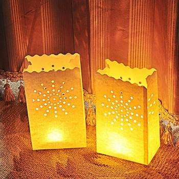 10Pcs/Paket Votlih Iz Bele Romantično Poroko Čaj Luči Imetnik Papirja Sveča, Luč, Sveča Vrečke svate, Dekoracijo Dobave
