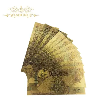 10pcs/veliko Vroče Prodaje, Za Barvo Katar Bankovci 1 Riyals Bankovci v 24k Gold Ponaredek papirnati Denar Za Darilo