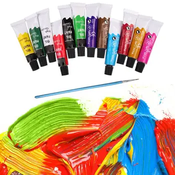 12 Barv Oljno sliko Slikarja za Risanje Pigment 12ml Cevi z Brush Set Umetnik, Art Potrebščine za Začetnike