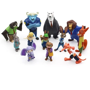 12pcs/set Disney Pixar Noro Živali Mesto Zootopia Zootropolis igrača Dejanje Slika lutka Judy anime cosplay otrok PVC igrač darilo