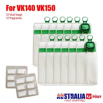 12pcs visoko učinkovitost prahu filter vrečko zamenjava z 2 dišave rezine za Vorwerk VK140 VK150 FP140 vrečke za sesalnik