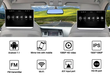 13.3-inch Android 7.1 avto vzglavnik Monitor 1080P HD zaslon na dotik, WIFI, Bluetooth Avto zaslon HDMI USB ultra-tanek MP5 predvajalnik videa