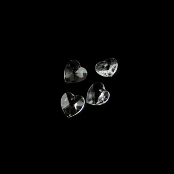 14 mm Jasno, 100 kozarcev-2000pcs Kristalno Srce Oblika 1 Luknjo Stekla DIY Svoboden Kroglice Lestenec Prizmo Suncatchers