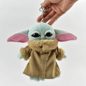 15 cm Plišastih Mandalorian Baby Yoda Keychain Star Wars Slika Srčkan Yoda Silikonski Ključnih Verige Risanka Vrečko Avto Keyrings