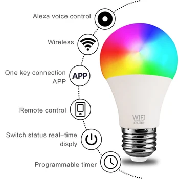15W WiFi Smart Žarnice B22 E27 Zatemniti LED RGB Žarnice Delo z Alexa/googlova Domača stran 220V/110V RGB časovna Funkcija Žarnica Dropship