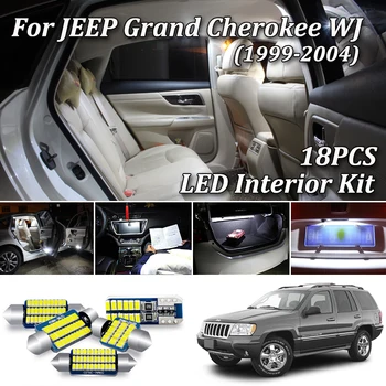 18Pcs Bela Napak Canbus, Za Jeep Grand Cherokee WJ LED Notranja Kupola Zemljevid Light + registrske Tablice Svetilka, Komplet (1999-2004)