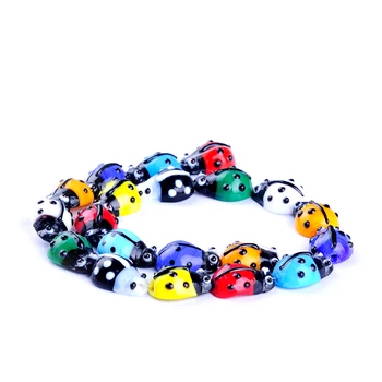 19pcs/string barve mešani ladybug obliko vzorec kroglice lampwork stekla, steklene kroglice za zapestnico, ogrlico DIY nakit, izdelava