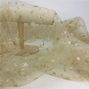 1Meter/veliko 150 cm široko visoka kakovost, zlati vroče zvezde sijoče očesa tkanine, čipke poročno obleko fazi krilo tkanine SC577
