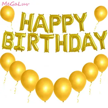 1set Zlato 16inch Happy Birthday Črke Baloni 12 Latex Balon Kit Otroci Odrasli Rojstni Dekoracijo Stranka Dobave