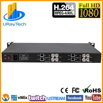 1U Rack 4 Kanali H. 264 SD HD 3G-SDI za IP Video Pretočnih Kodirnikov Dekoder z RTSP RTMP UDP ONVIF zdravega življenjskega sloga RTMPS SRT RTP