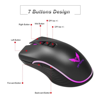2,4 Ghz Wireless Mouse Tip-C Hitro Polnjenje Gaming Miška 2400 DPI 3 Ravni Nastavljiv Barvni Žareče Igralec z Miško za Namizni Prenosni računalnik