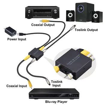 2 Način Optični SPDIF Toslink za Koaksialni ali Koaksialni za Optični SPDIF Toslink Bi-Directional Stikalo Digitalni Audio Converter