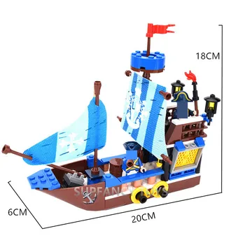 200Pcs Pirati Battlesh Čolni Trdnjava Bounty Piratske Ladje Model gradniki Določa DIY Opeke Izobraževalne Igrače za Otroke