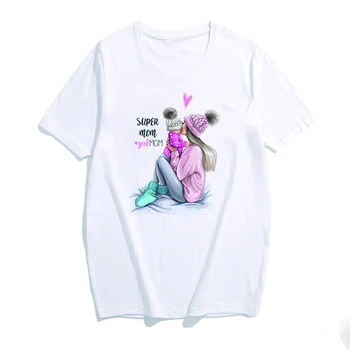 2019 materine Ljubezni Ženska T-shirt Super Mama Poletje Ženske Srčkan T Shirt korejski Modnih Oblačil Ulične Ženske Modi T-majice