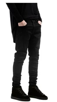 2019 Ulične Mode za Moške Jeans Letnik Črne Barve, Suh Uničeno Raztrgala Moški Zdrobljen Slim Homme Hip Hop Traper Hlače