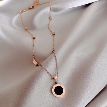 2020 klasičnih velike blagovne znamke, Roman digitalno črno rezin modni obesek ključnico verige korejskih žensk vratu verige nakit ogrlica
