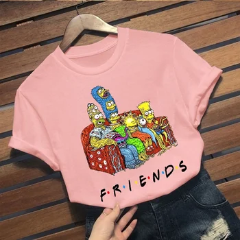 2020 Moda Risanka Grozo Simpsons Prijatelji Tv Oddaje T Majice, Vrhovi
