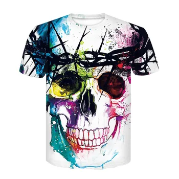 2020 Moške Majice S Kratkimi Rokavi Moda Lobanja, Kratek Rokav Design Priložnostne Vrhovi Hipster Cvet Lobanje Natisnjeni T-Shirt Kul Tee