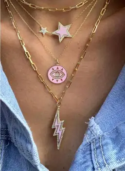 2020 Nov modni Nightclu nakit roza barve strele čar ogrlice tassel choker ZLATO BARVO ogrlica darilo za ženske dekle
