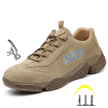 2020 Nova Moda za Moške Prostem Antilop Usnja Jekla Toe Anti Razbija Zaščitni Delovni Čevlji Moški Punkcijo Dokaz Varnosti Škornji Čevlji