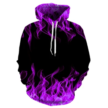 2020 nove pisane vijolični plamen hoodie 3D majica moški/ženske hooded jeseni in pozimi smešno plašč mens obleka jakna s kapuco