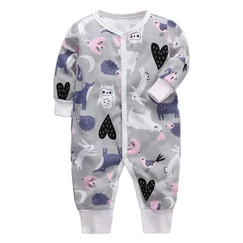 2020 Novo Newborn Baby Fantje Dekleta Romper Živali Natisnjeni Dolg Rokav Pozimi Bombaž Romper Otrok Jumpsuit Playsuit Obleke Oblačila