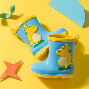 2020 Novo Otrok Dež Copati Otroci Fant Dekle Risanka Dinozaver Natisnjeni Gumijaste Škornje Baby Toddler Neprepusten za Vodo, Čevlji za Dež-čevlji
