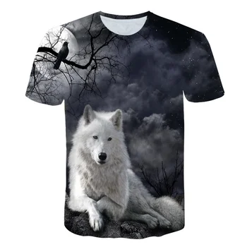 2020 Poletje Fantje živali volk majica 3D Tiskanih Dekleta Ulične Otroke, Otroci Oblačila Baby Smešno Tshirt O-Vratu