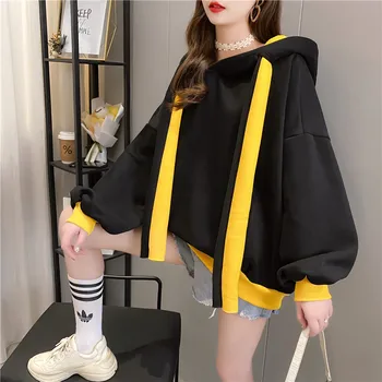 2020 zimska oblačila korejski design sense plus žamet debele svoboden hooded super požarna vrata stil plus velikost ženske pulover ženske