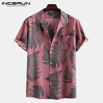 2021 Moških Tropskih Listov Cvetlični Vzorec Majica Človek Kratek Rokav River Natisne Majica Moški Poletje Hawaiian Počitnice Bluzo Camisa 5XL