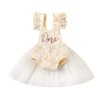 2021 Nov Modni Baby Romper Obleke z Očesa Šivanje Eno Črko Tiskanja Malo Princesa Poletje Kostum