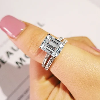 2021 nove modne srce original 925 sterling silver ring set za ženske lady obletnice, darila nakit trgovini R5149