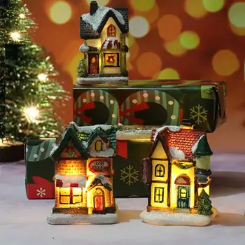 2021 Novega Snega Koča Mikro Smolo Krajine Okras Hiše Majhne Dekoracijo Božični Okraski, Noč Svetlobe Božično Darilo