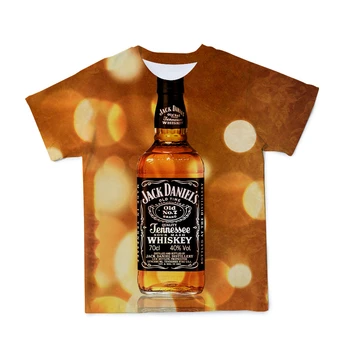 2021 Novo 3D Tshirt Za Moške Malt Viski Tiskanje T Shirt Moški Oblačila Smešne majice Kratek Sleeved Hip-Hop Velikosti 110-6XL