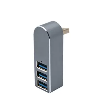 2021 Novo Aluminij Zlitine Mini 3 Vrata USB 3.0 Hub Rotacijski USB Razdelilnik Adapter za Prenosni RAČUNALNIK