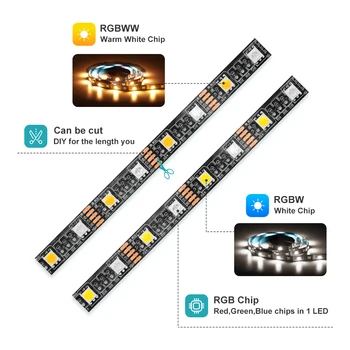 2021 USB LED Trak Svetlobe 5050 RGBW RGBWW RF Daljinski upravljalnik 50 CM 1M 2M 3M 4M za PC TV Osvetlitev Ozadja, Prilagodljive luči 5