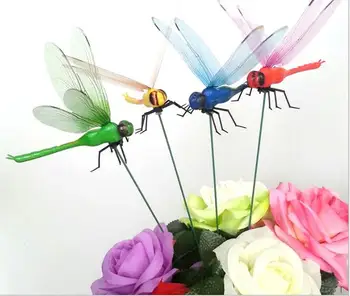 20pcs/lot 12 cm,Simulacije dragonfly barvita.metulj dragonfly obrti travnik vrtu cvet bat dekoracijo