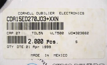 20PCS Mehika CDM Srebro Mica 500V27PF P5MM mica kondenzator 500V 27P 27pF/500V 5% CDR15ED270J03