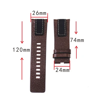 26 mm visoke kakovosti jeansa in usnjeni trak za Dizelske DZ4345 watch trak pasu zapestnica s sponko iz rjavega usnja verige