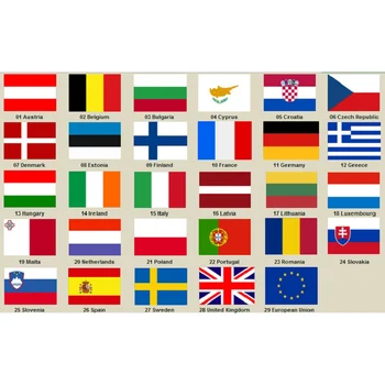 29 KOS/nastavite Vse Evropske države zastave Nepremočljiva Odsevne Nalepke za Avto, Kolo Laptop Trunk Obraz