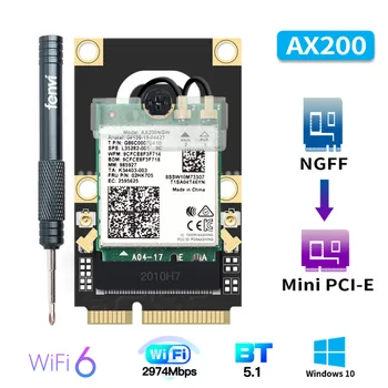 2974Mbps Mini PCI-E Wi-Fi 6 Adapter Brezžična tehnologija Bluetooth 5.1 Intel AX200 za Kartico Wifi AX200NGW 802.11 ax/ac 160Mhz 2.4 G/5 G Windows10