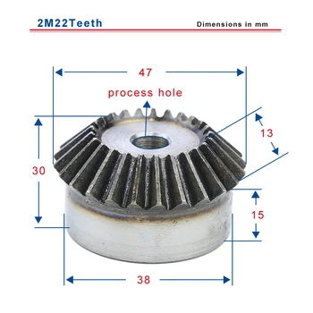 2M22 zob kpl. prestavi zunanjega premera 47 mm skupna višina 30 mm proces luknjo nizko karbonsko jeklo material, orodje