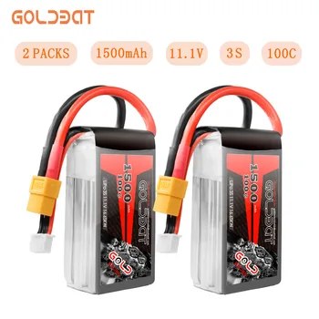 2units GOLDBAT Lipo Baterija 1500mAh 3S 11.1 V 100C baterije 3S Lipo 1500mah Baterija 11.1 v Softcase z XT60 Plug za fpv heli