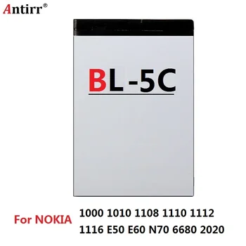 2x Antirr Original 1020mAh BL-5C Mobilni Telefon Zamenjava Baterije BL5C BL 5C Za Nokia e60 Li-ion, 3.7 V, Baterije za ponovno Polnjenje